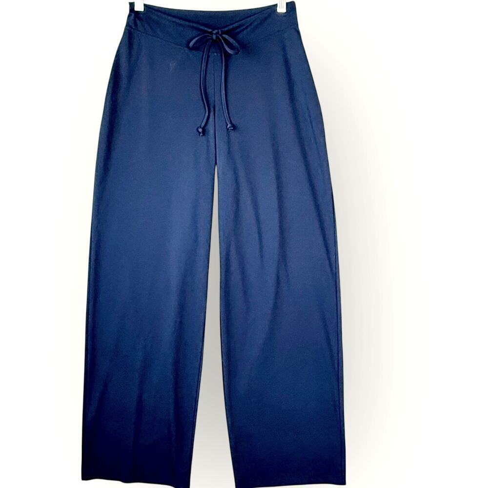 Max Studio Vintage Womens S Wide Leg Lounge Pants Dark Navy Stretchy Drawstring